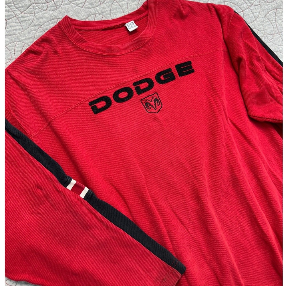 Dodge Long Sleeve Shirt Red VTG Y2K Ribbed Knit / Men's 2XL